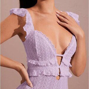 Women's Maxi Dress Crochet Ruffle Sleeveless Backless Bodycon Long Dresses